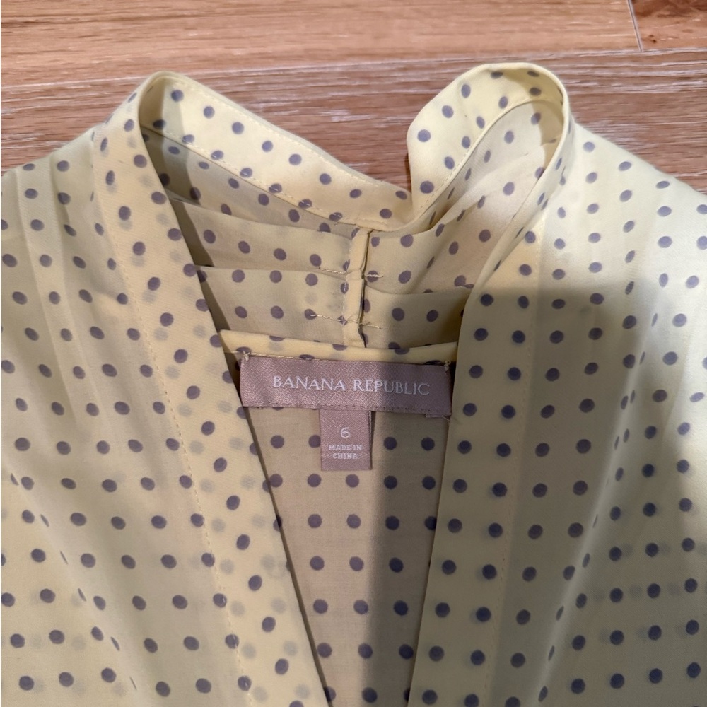 Banana Republic Yellow and Gray Dot Blouse